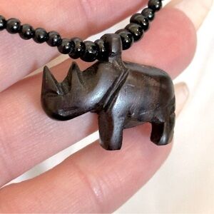 Etsy Black and brown Beaded Elephant Pendant Necklace